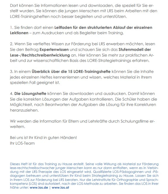 LORE - das LOS-Rechtschreibtraining Einsteiger plus Band 2 - Beschreibung