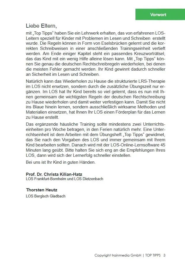 Einleitung Top Tipps - Wiederholung der wichtigsten Rechtschreibregeln