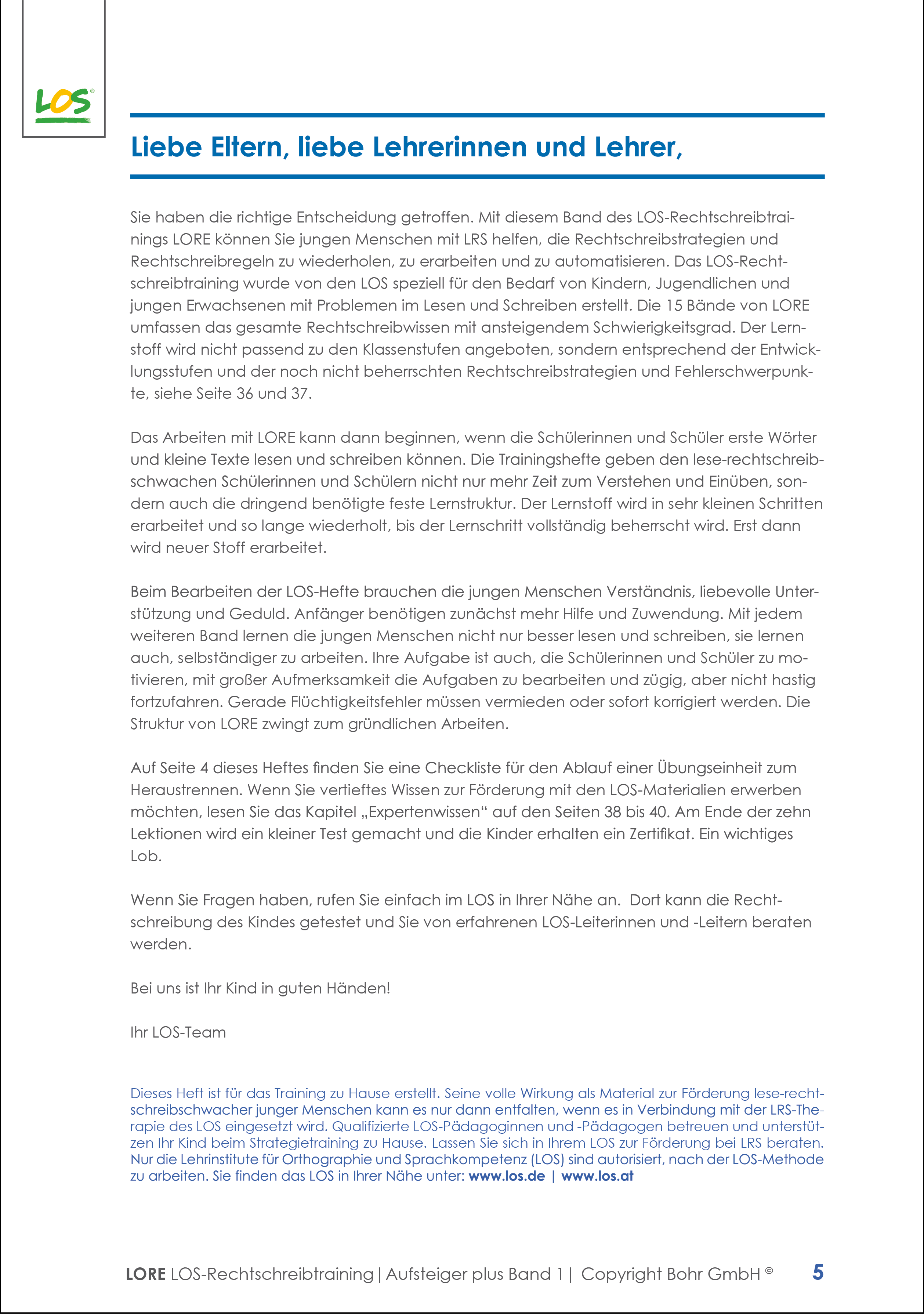 LORE – eine Wiederholung und Festigung des gesamten Rechtschreibwissens