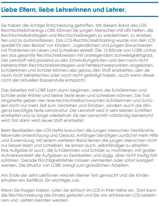 LORE – eine Wiederholung und Festigung des gesamten Rechtschreibwissens