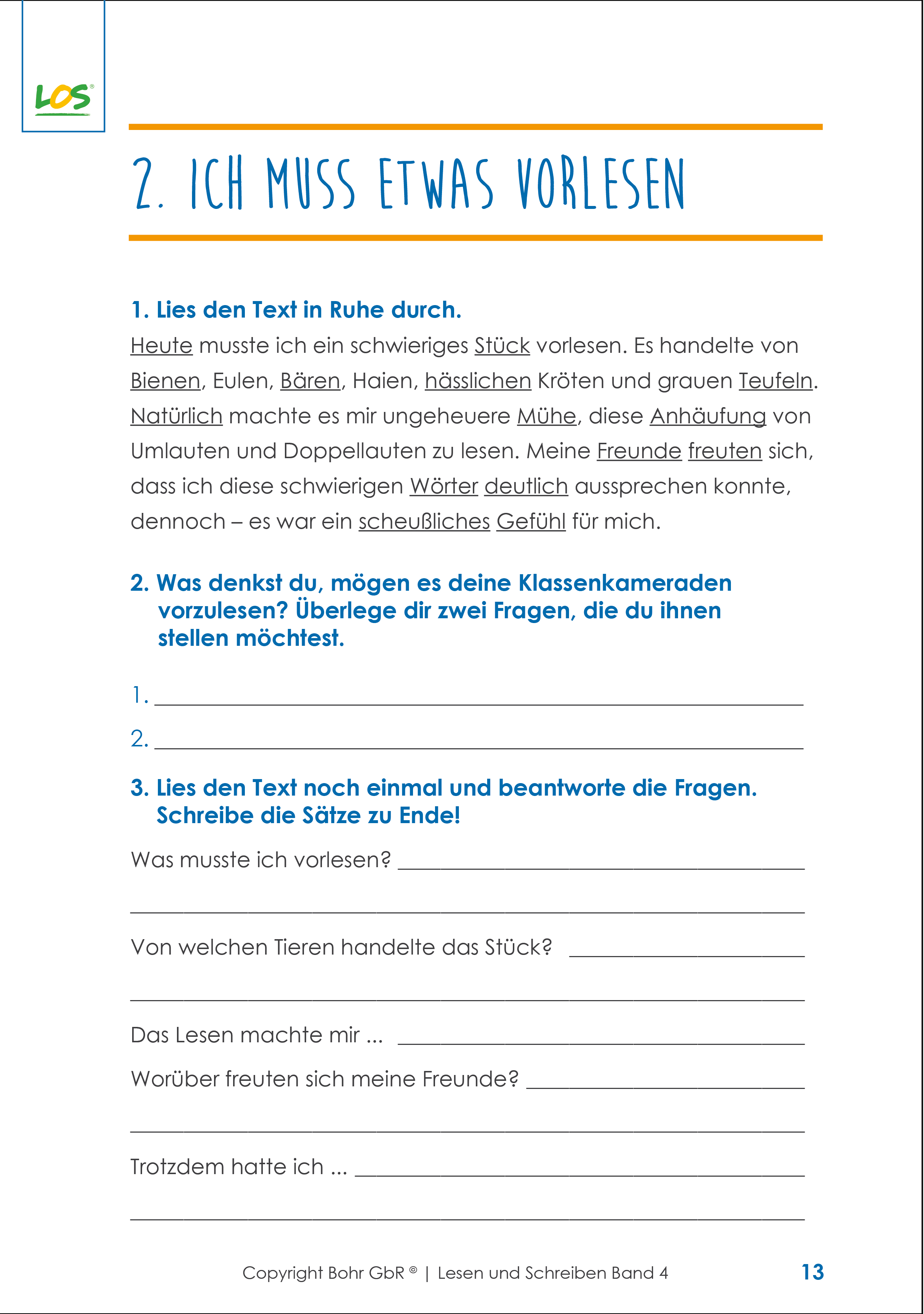 Lesen und Schreiben - Sprachkometenztraining
