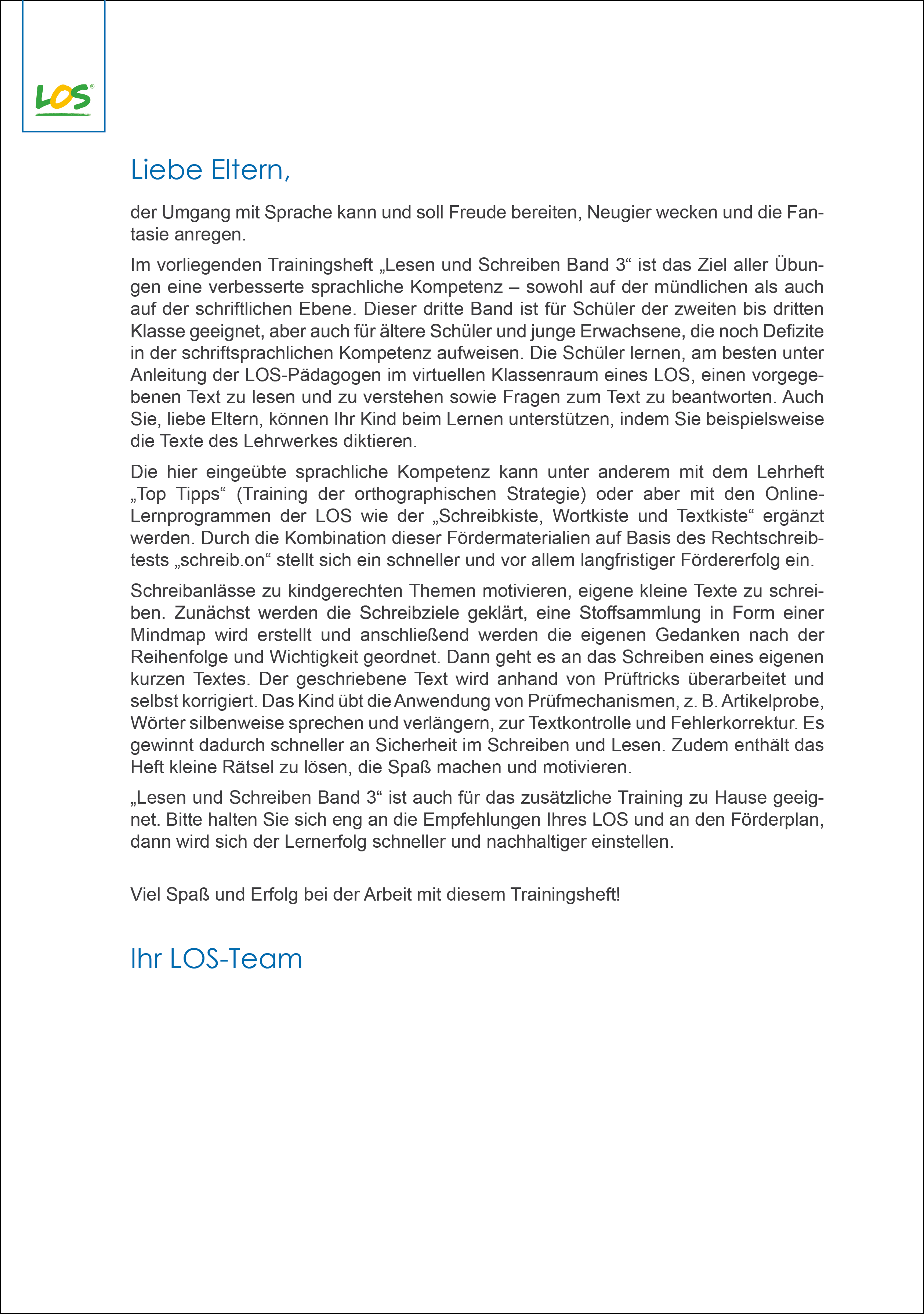 Lesen und Schreiben - Sprachkometenztraining